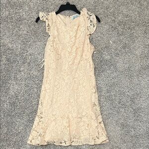 She + Sky Cream Ruffled Tiered Mini Dress